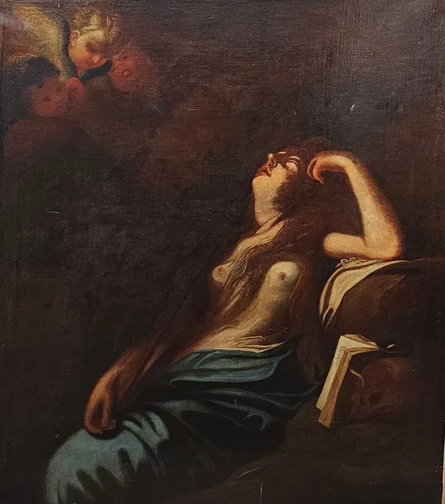 ESCUELA ITALIANA SIGLO XVII-XVIII. María Magdalena en éxtasis. Óleo sobre lienzo.