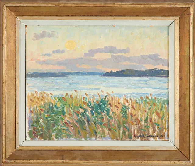 GUSTAF SVENSSON. Kustmotiv, olja på pannå, signerad och daterad 1941.