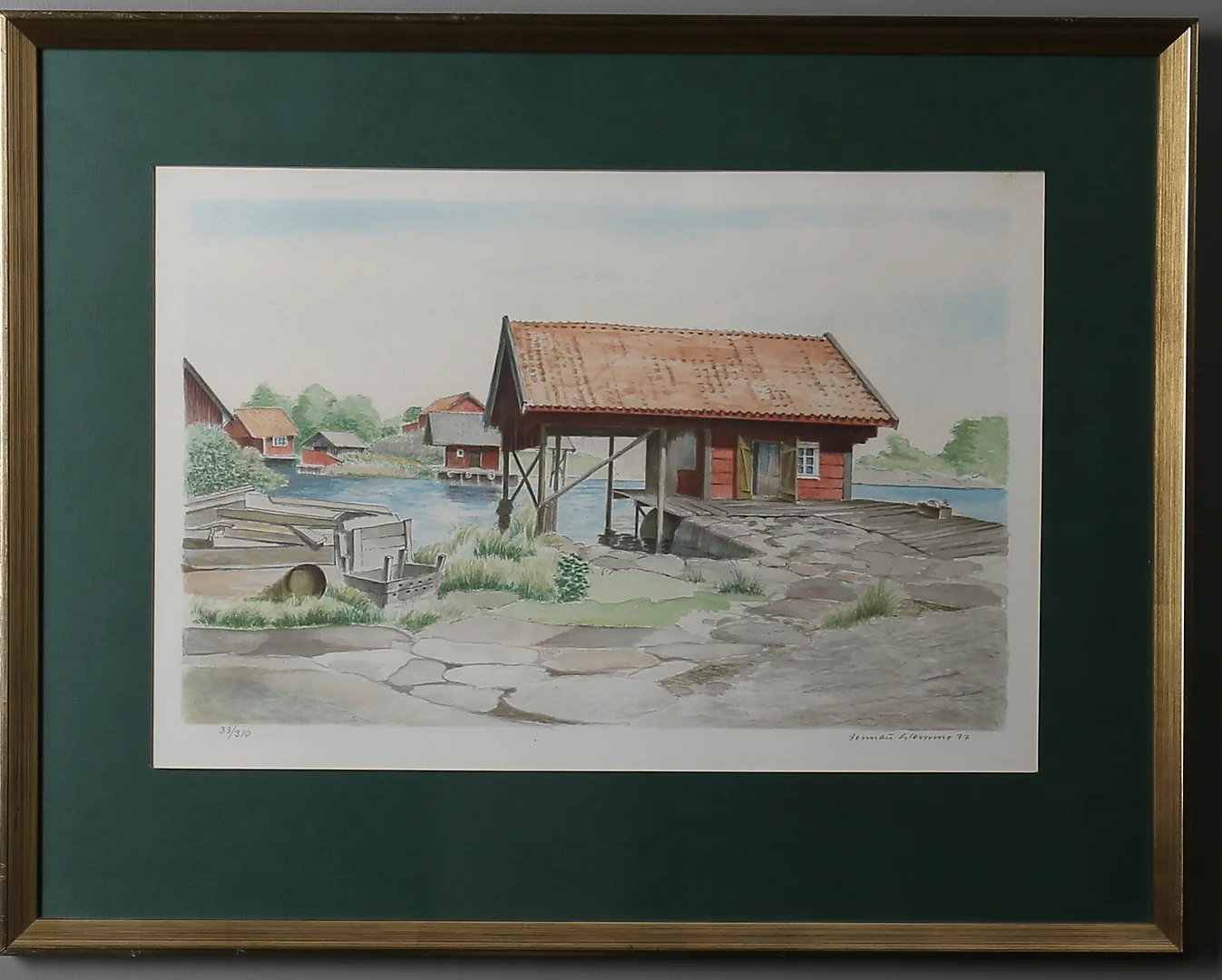 LENNART GLEMME. Skärgårdslandskap, 2 st färglitografier, signerade samt numrerade 290/310 samt 33/310. — Engravings & Prints — Gomér & Andersson Norrköping