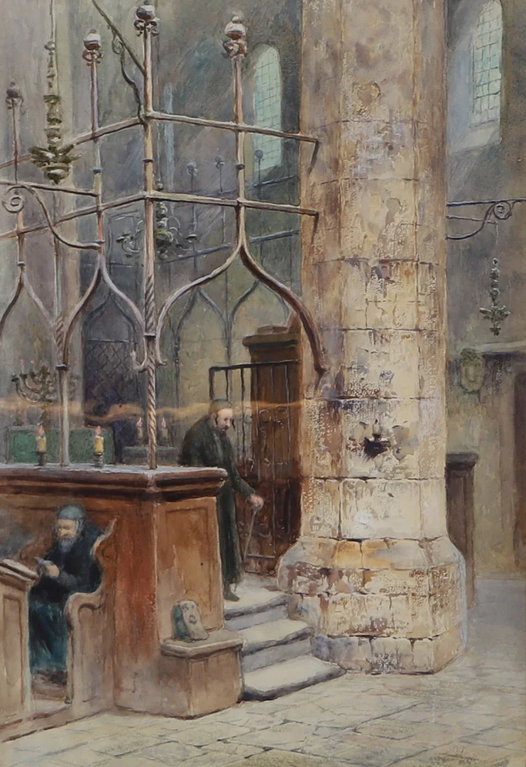 FRANS WILHELM ODELMARK. Kyrkointeriör, akvarell, signerad F.W. Odelmark. — Paintings — Helsingborgs Auktionskammare