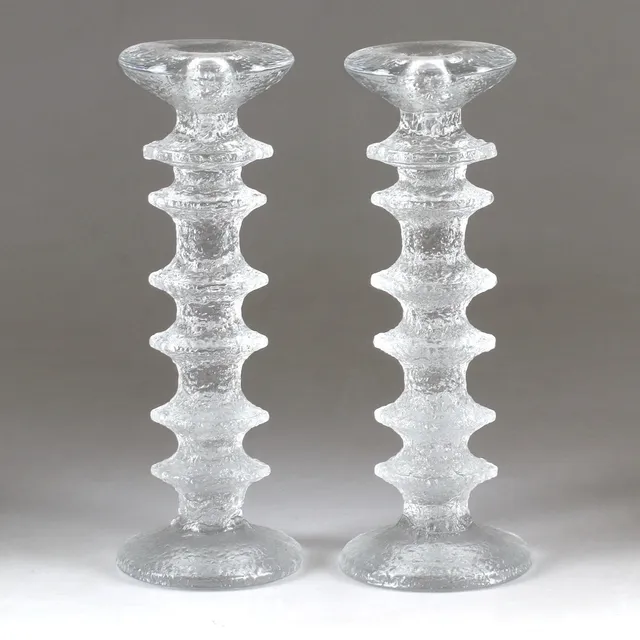 TIMO SARPANEVA. Ljusstakar, 2 st, glas, "Festivo", Iittala, Finland.