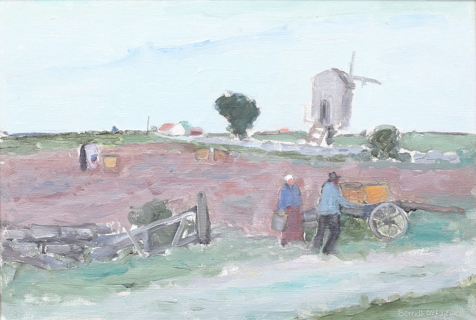 BERNDT OLOF SJÖWALL. "Landskap, Öland". Olja på duk, uppfodrad på pannå, signerad. — Paintings — Auktionshuset Thelin & Johansson