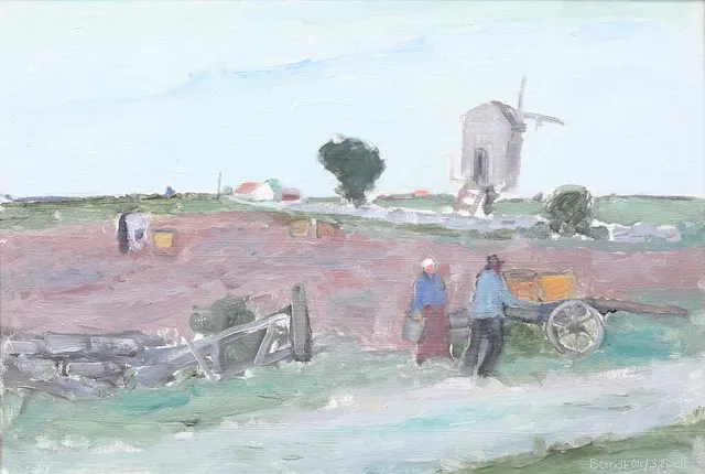 BERNDT OLOF SJÖWALL. "Landskap, Öland". Olja på duk, uppfodrad på pannå, signerad.