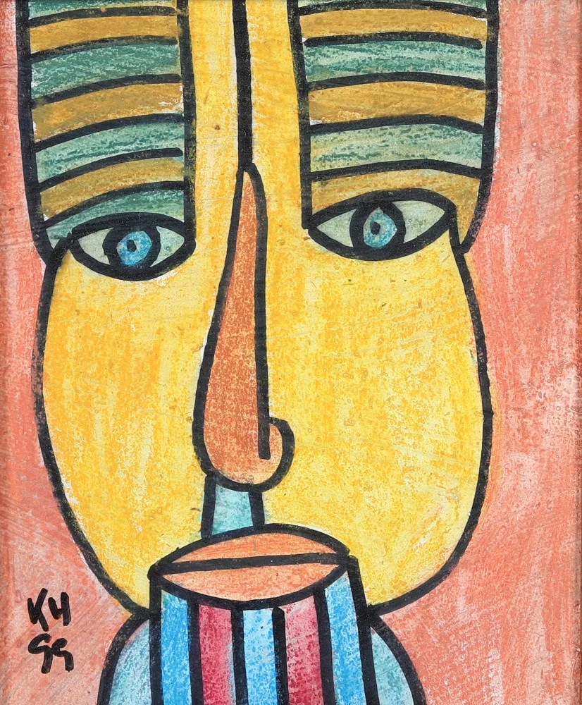 KJELL HOBJER. Olja på pannå, "2000 years ago", signerad och daterad 99. — Paintings — Ekenbergs Auktioner