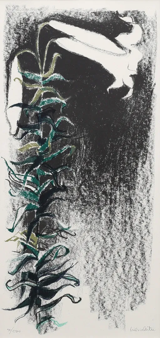 SILVIA LEITU (1912-1969). Lilja, litografi nr. 50/500, signerad.