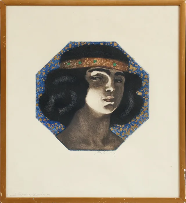 MAX BRÜNING. "Salome", kolorerad etsning, signerad.