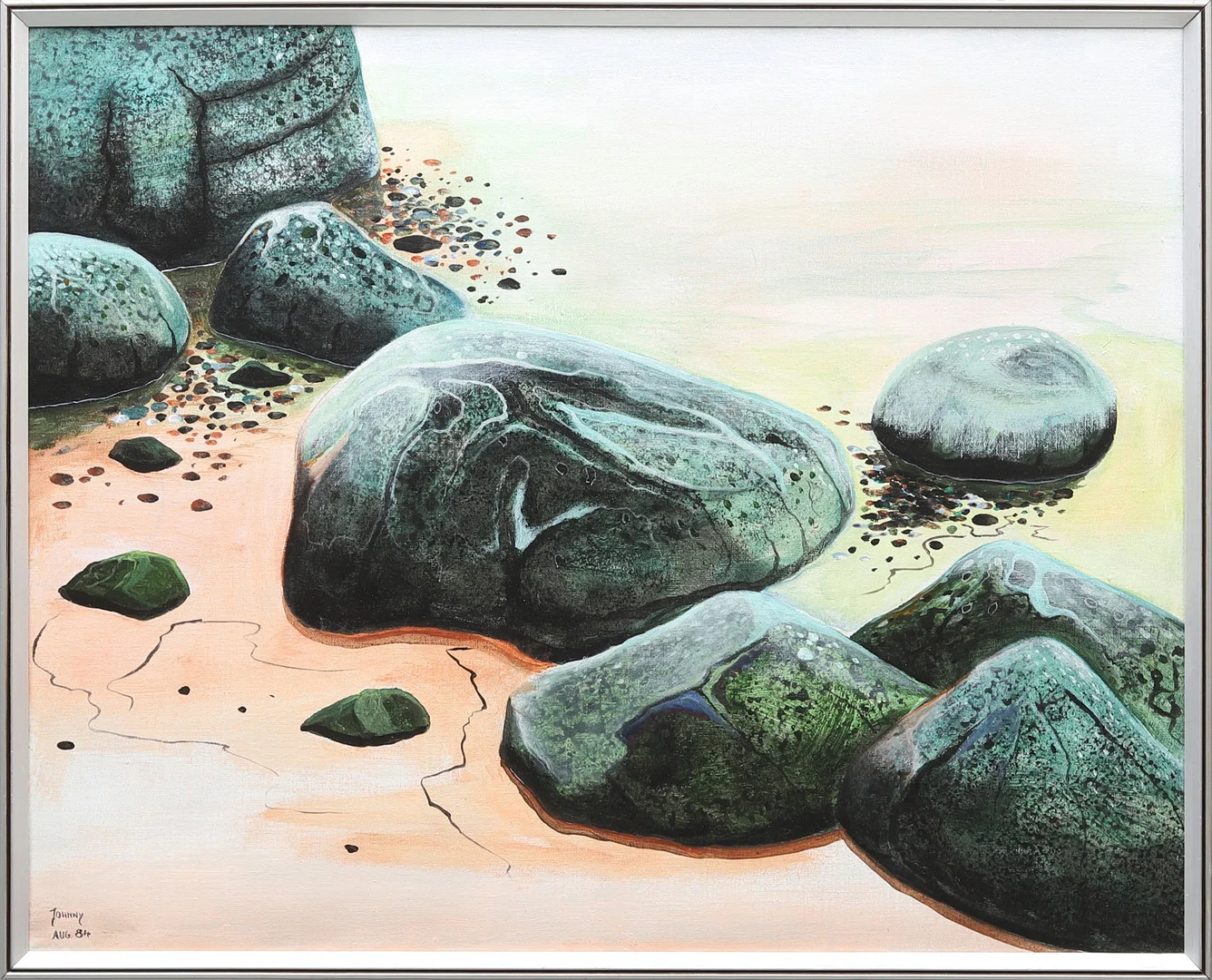 JOHNNY ANDERSSON (FÖDD 1940). Motiv av stenar, olja på duk, signerad och daterad augusti -84. — Paintings — Garpenhus Auktioner