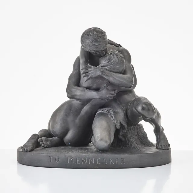 STEPHAN SINDING (TRONDHEIM 1846-1922 PARIS). Efter. "To Mennesker", keramik, signerad och daterad 1889.