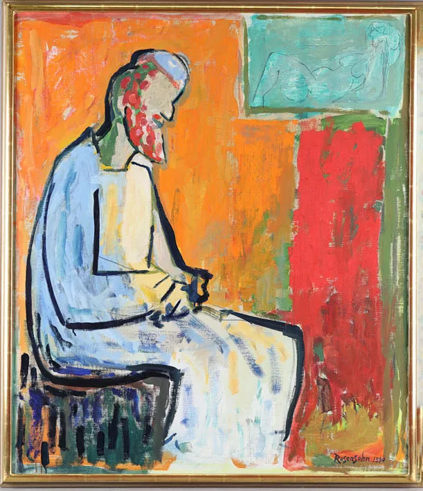 LENNART ROSENSOHN. Drömmande Rabbi, olja på duk.