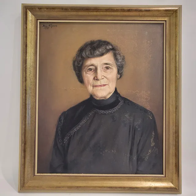 FIRMA ILEGIBLE. RETRATO ZITA DE BORBÓN-PARMA. ÓLEO SOBRE LIENZO. FECHADO EN 1977.