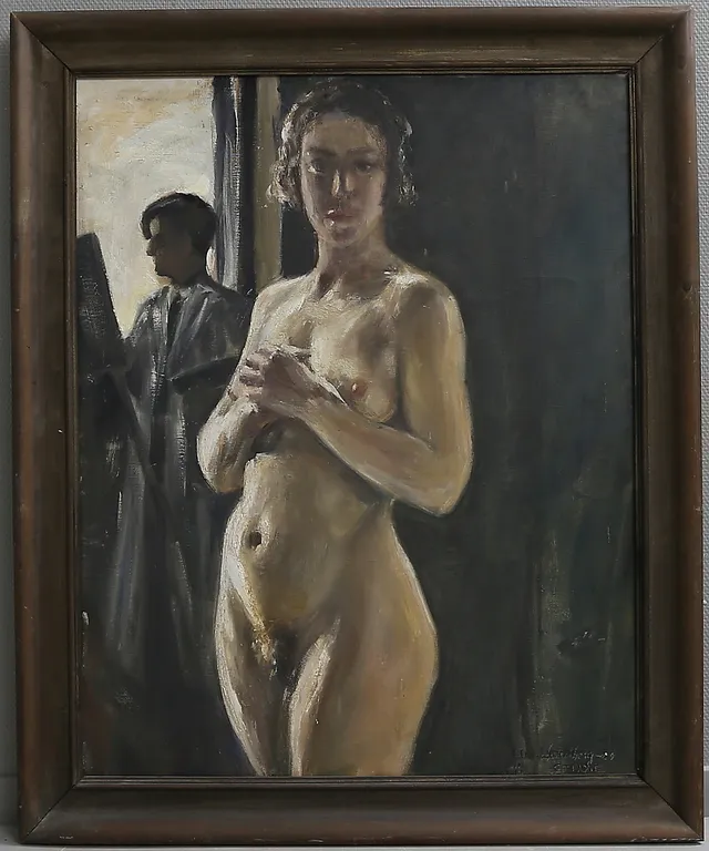 UNO LINDBERG. Studie. Olja på duk, signerad och daterad -29.