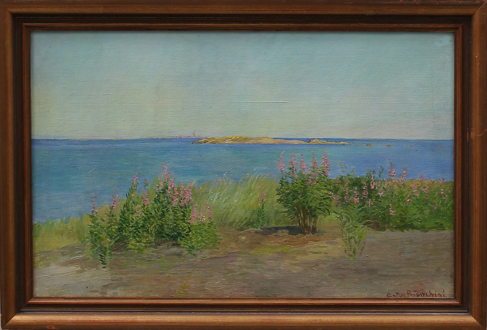 ARTUR BIANCHINI. Olja på duk, motiv från Sandhamn, signerad. — Paintings — Garpenhus Auktioner