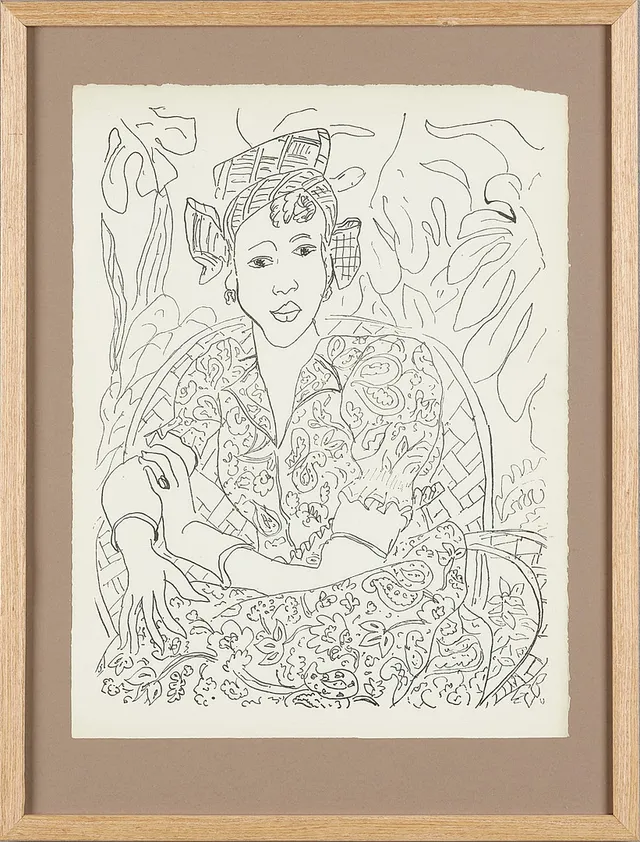 HENRI MATISSE, efter, "La Martinquaise", ur HOMMAGE DESSINS DE MATTISE, 1944, signerad och daterad i trycket, reproduktion.
