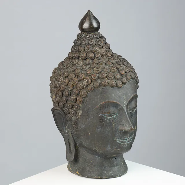 Thailandsk Buddha hoved af bronze, 1900 tallet.