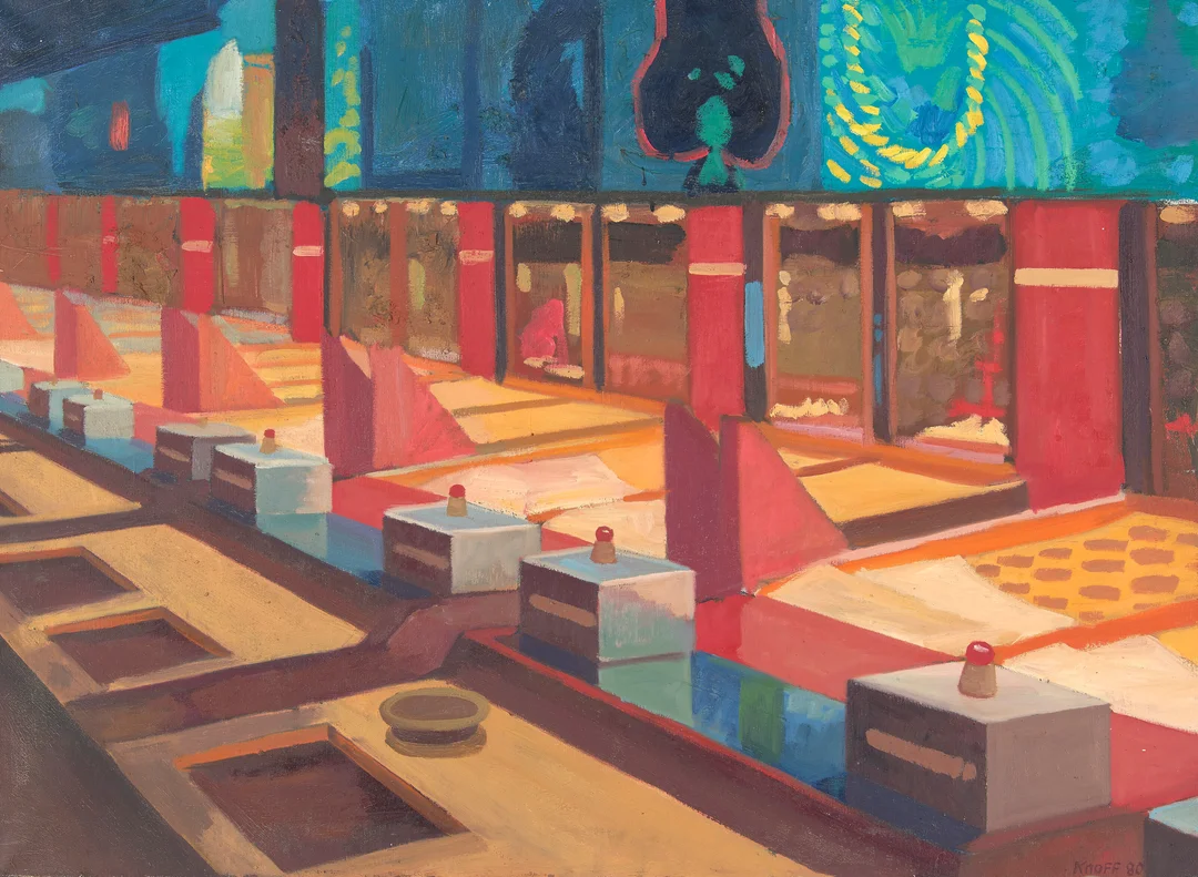 Knoff, Johan Ulrik — "Spillehall. San Francisco" 1980 — Kunst/Maleri — Blomqvist