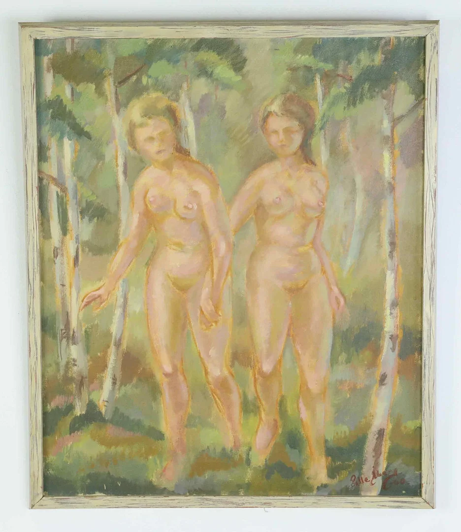 PALLE ÅBERG. olja på duk, "Flickor", signerad, daterad 60. — Paintings — Hälsinglands Auktionsverk