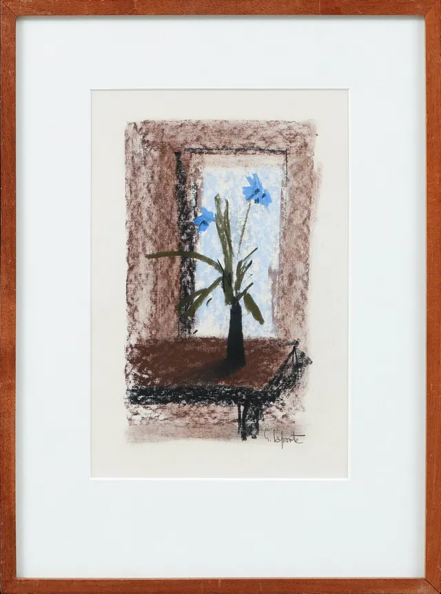 GEORGES LAPORTE. Blomsterstilleben, pastell, signerad.