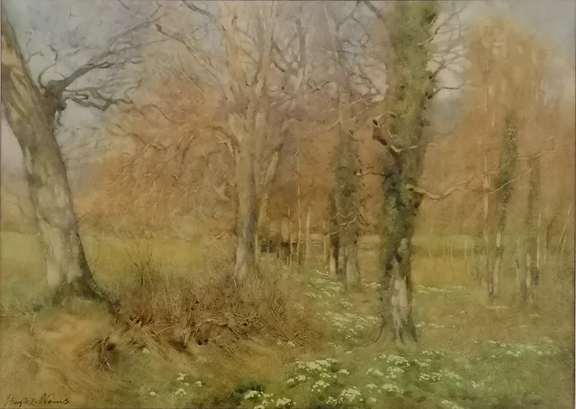 HUGH LITTLETON NORRIS WATERCOLOUR PAINTING OF A WOODLAND SCENE.