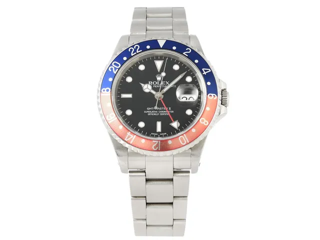ROLEX, Oyster Perpetual Date, GMT-Master II (Swiss Made), Chronometer, Ref nr. 16710, Serie nr. Y257236, Cal 3185, Verk nr. 3 9302990, Boett nr. 2180, herrur, 40 mm, stål, automatisk, safirglas, datum, 24-timmarsvisning, Oysterlocklänk, viklås, Ref nr. 78790A-DT4/801, ca 2002, box, ytterkartong (till Ref nr. 16600).