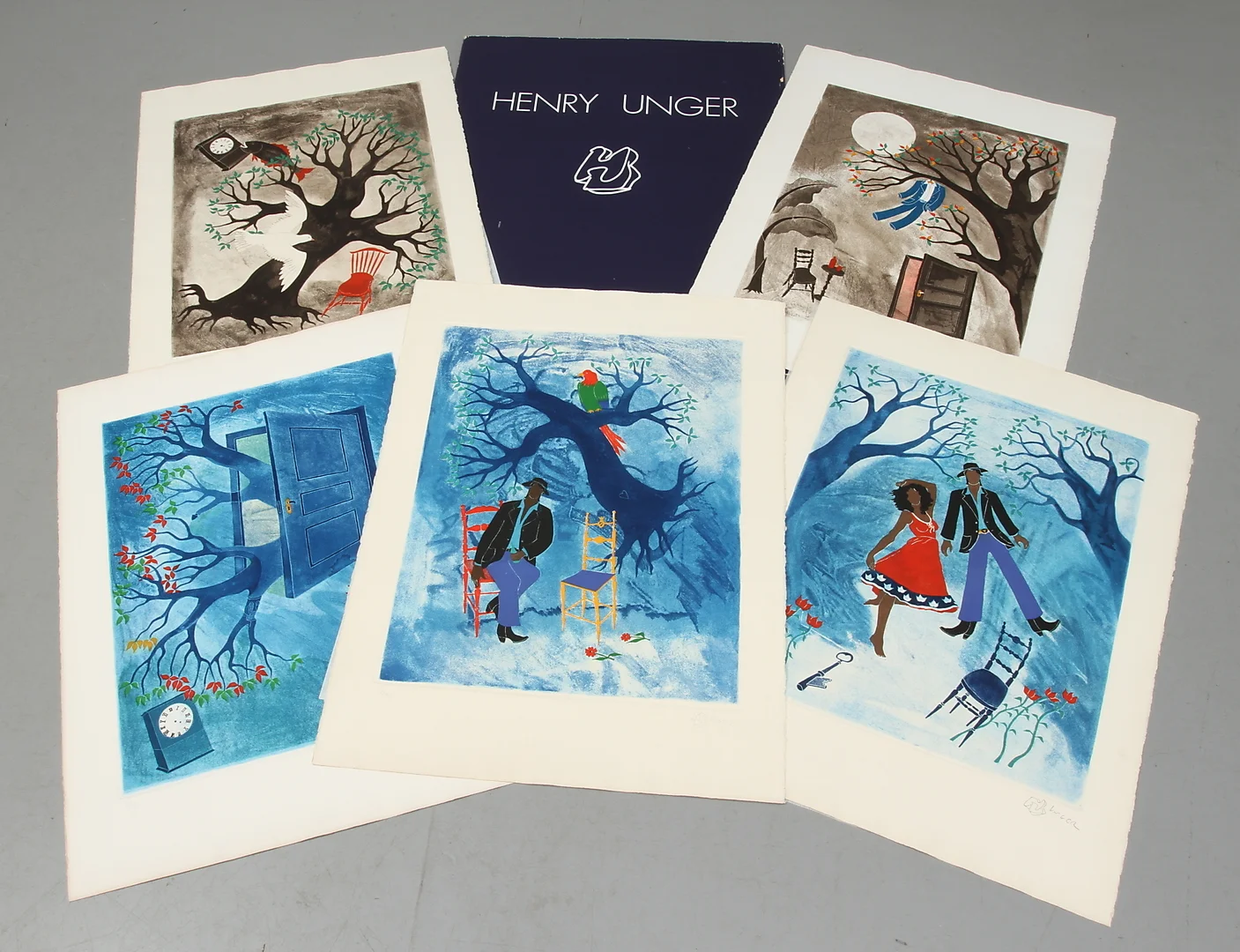 HENRY UNGER. Mapp med 5 akvatintetsningar, signerade och numrerade 31/180. — Engravings & Prints — Auktionshuset Kolonn