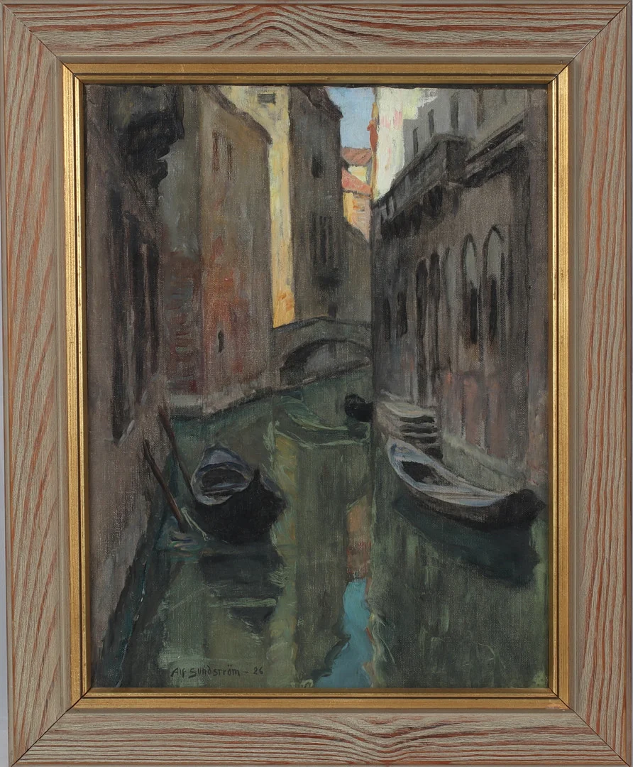 ALF SUNDSTRÖM. Motiv från Venedig, olja på duk, signerad och daterad -26. — Paintings — Stadsauktion Sundsvall