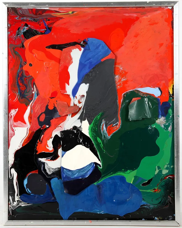 PAUL HOLSBY. 1921-2007. Måleri, "Flickan och fågeln", olja och emalj, signerad, 1970-tal.