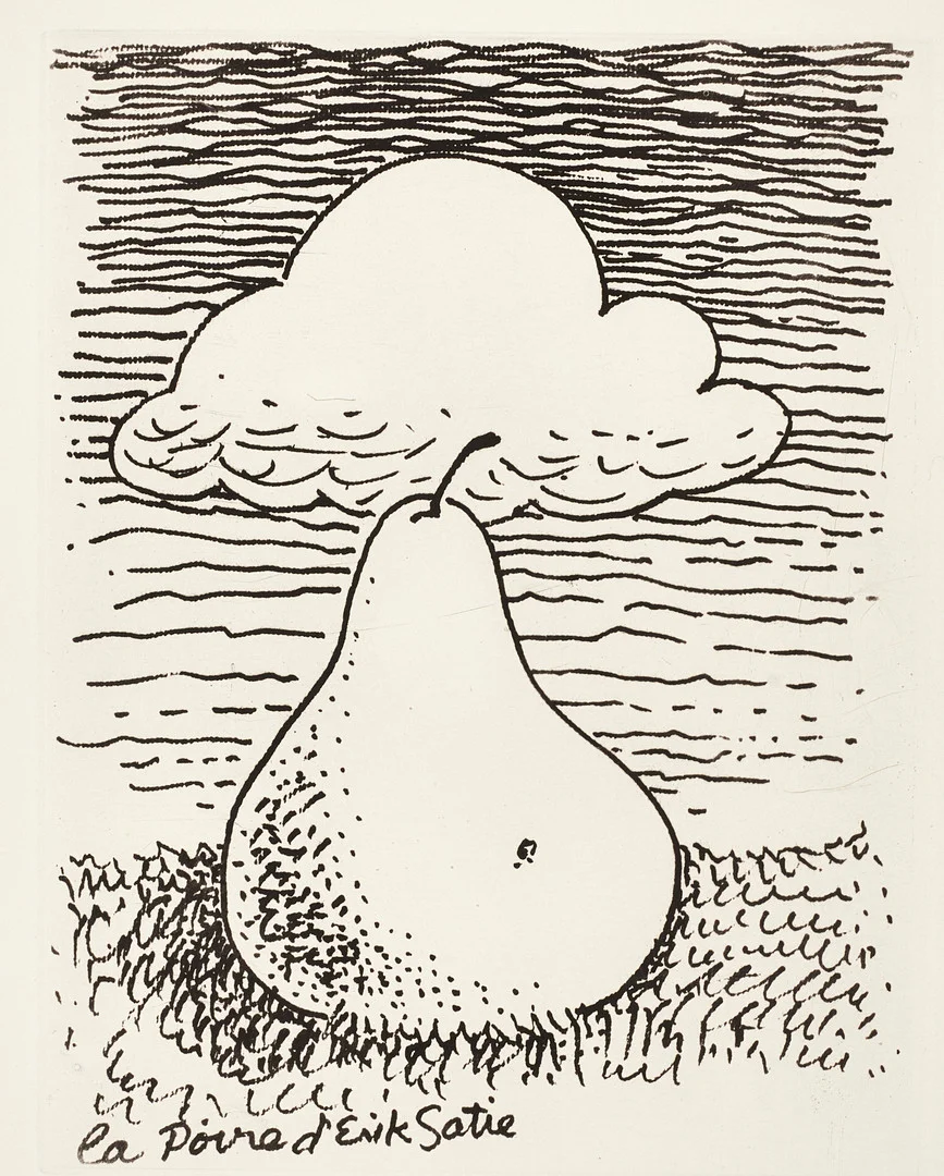 MAN RAY (USA, 1890-1976). "La Poire d’Erik Satie", (1969), signerad och numrerad XII/XVII, etsning och akvatint. — Engravings & Prints — Crafoord Auktioner Stockholm