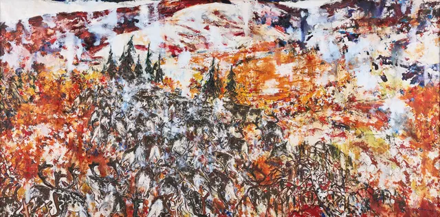 ERIK HAAMER. "Põdrakari sügises Jämtlandi maastikus" (En renflock i det jämtländska höstlandskapet).