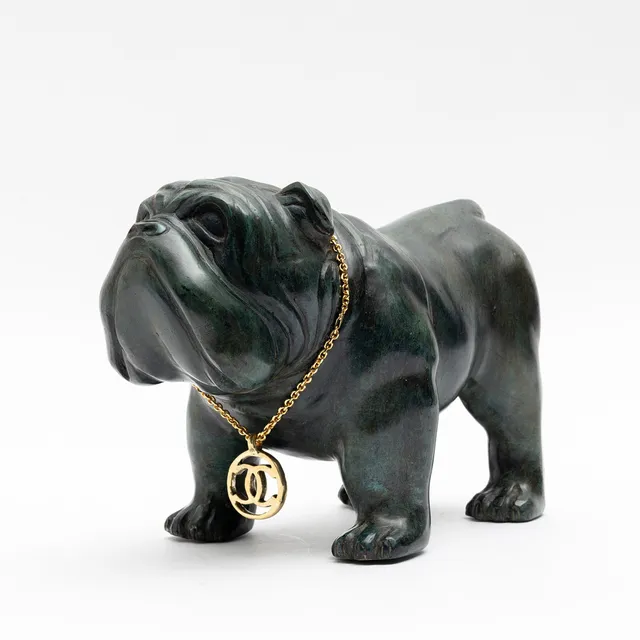 ANDREAS WARGENBRANT. Skulptur, "Superstar Bulldog", patinerad brons, med gjutarstämpel, numrerad 4/8.