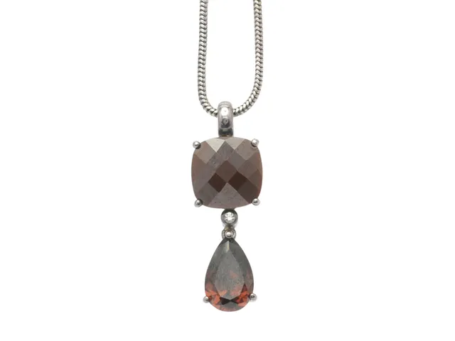 HÄNGE/KEDJA, THOMAS SABO, sterling silver, bruna stenar, kedjans längd 42cm, originalask.