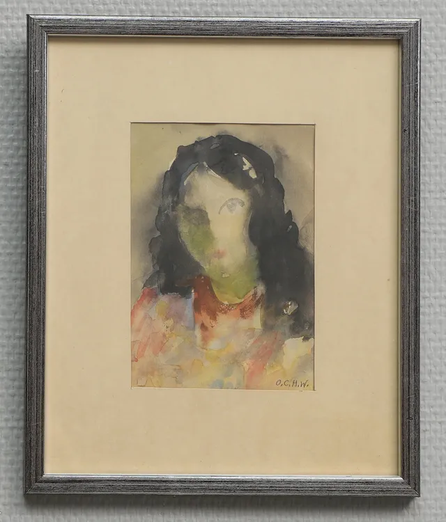 OSCAR CH WICKSTRÖM. Akvarell, porträtt, signerad.