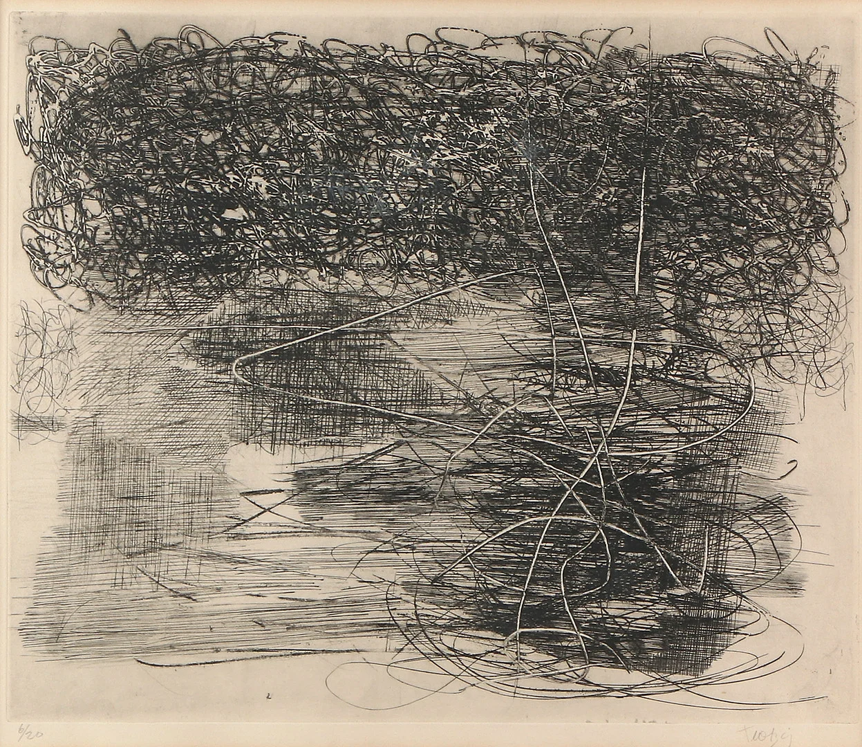 ULF TROTZIG. Etsning, 6/20. Komposition. Signerad. — Engravings & Prints — Skånes Auktionsverk