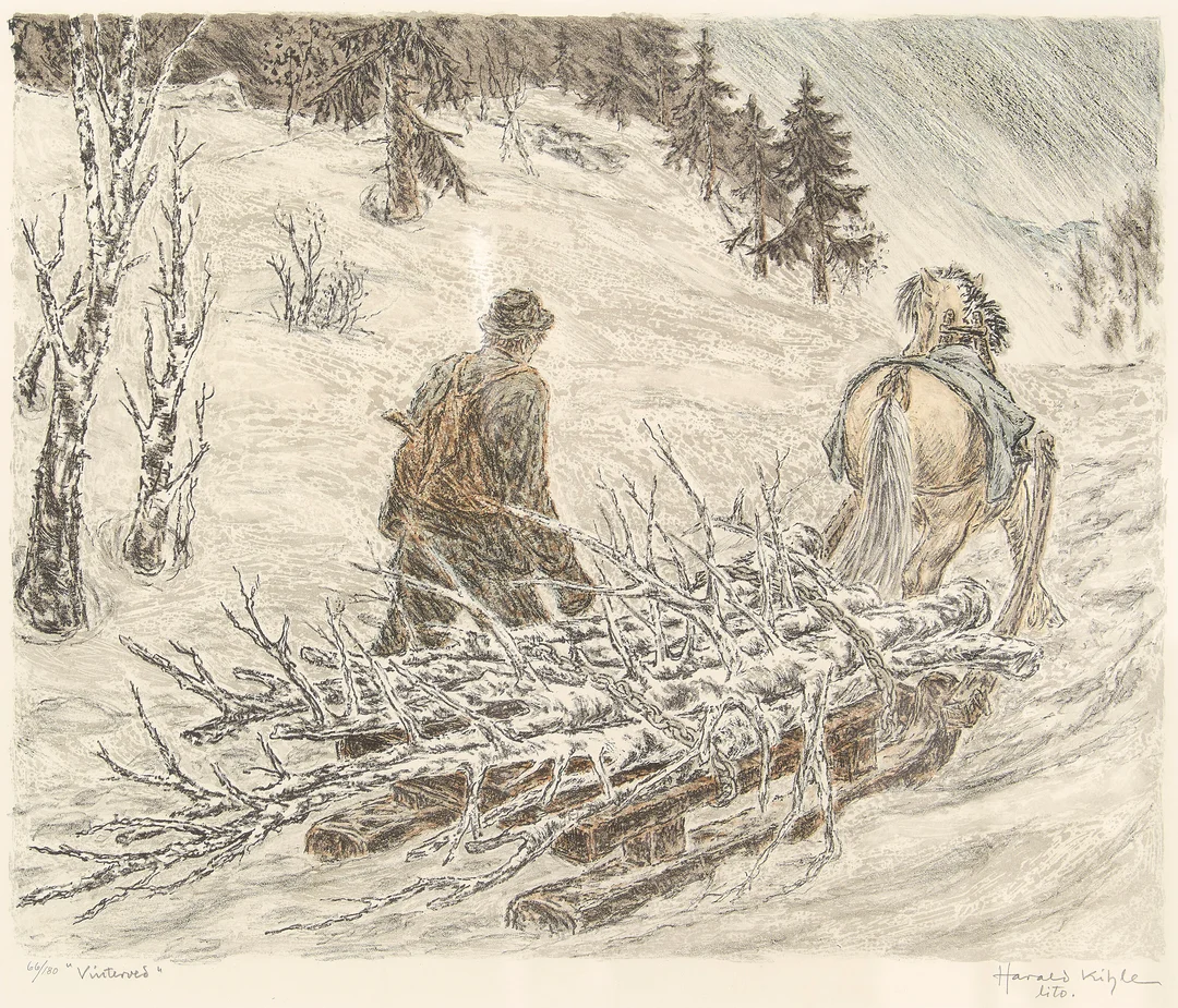 Kihle, Harald — "Vinterved" 1972 — Kunst/Grafikk — Blomqvist
