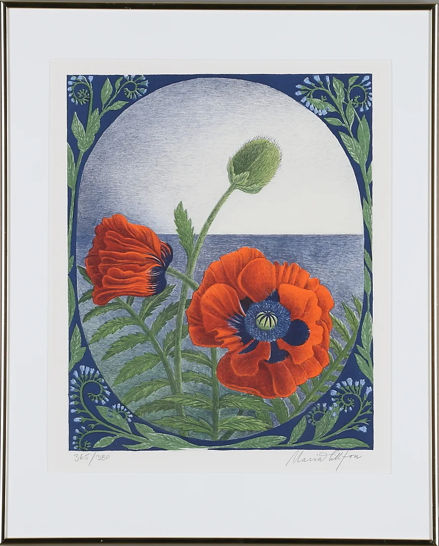 MARIA HILLFON. färglitografi, signerad och numrerad 365/380. — Engravings & Prints — Gomér & Andersson Norrköping