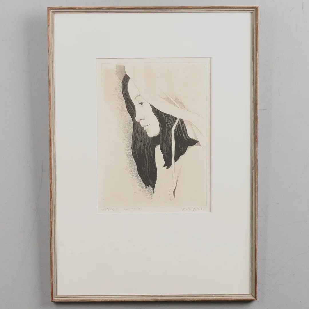 GRETA GERELL. Etsning, "Nina", signerad. — Engravings & Prints — Örebro Stadsauktioner