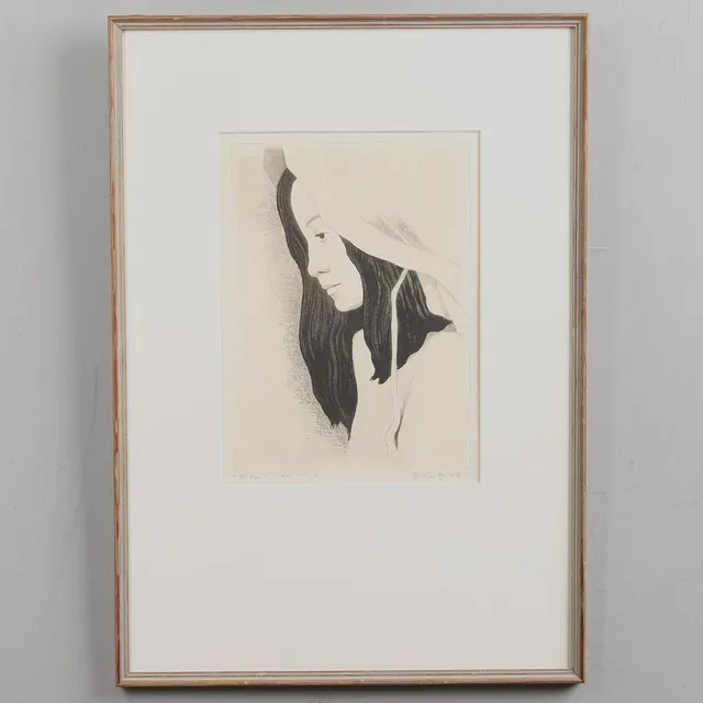 GRETA GERELL. Etsning, "Nina", signerad.