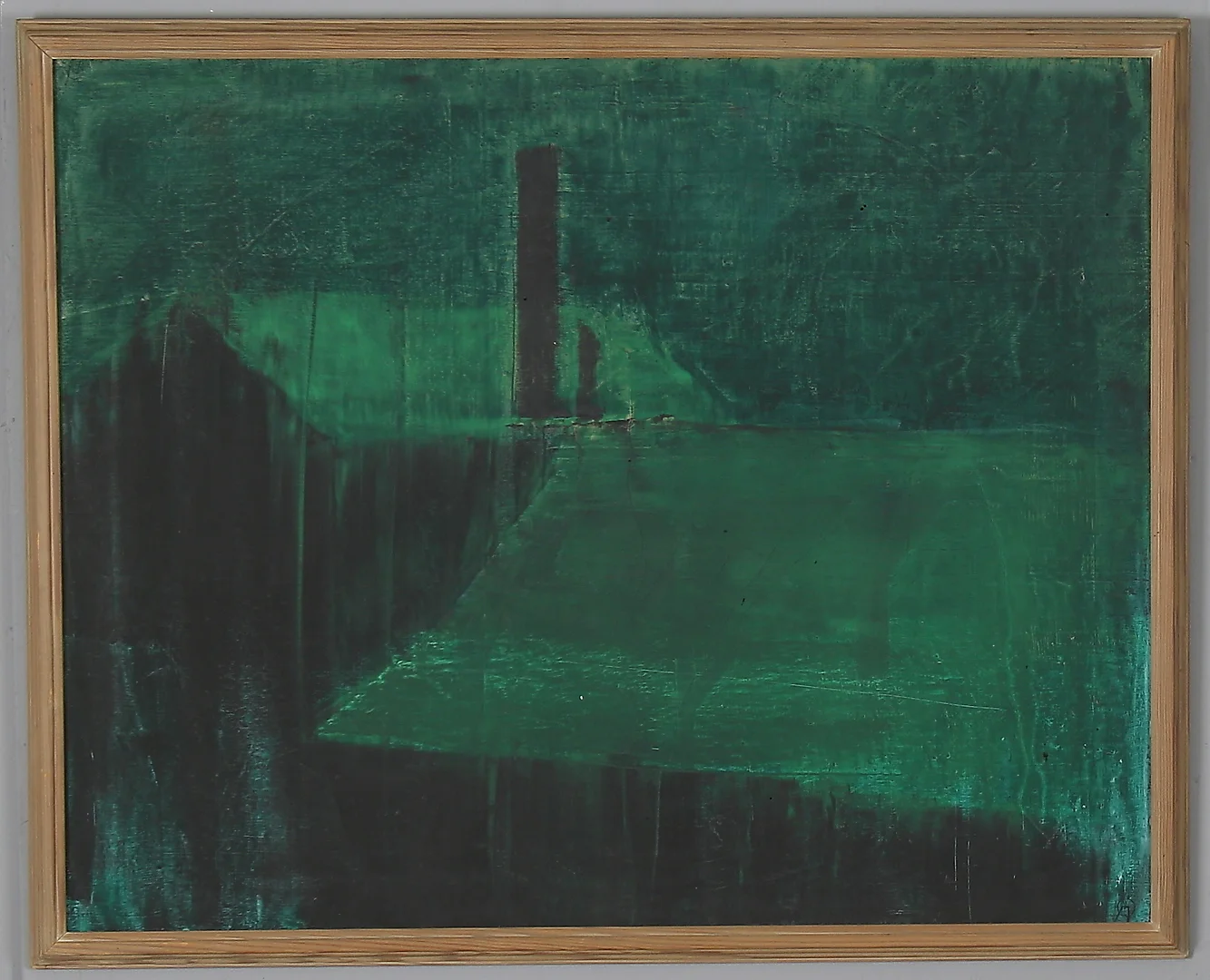 ARNE OLSSON. Hustak i grönt, olja på pannå, monogramsignerad. — Paintings — Stadsauktion Sundsvall