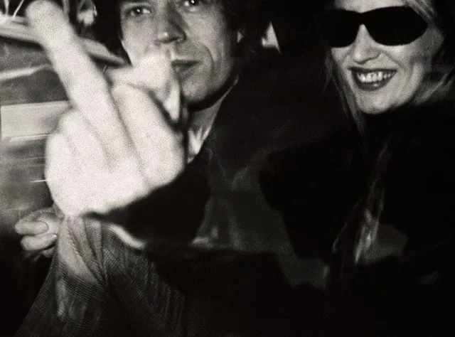 Ron Galella, "Mick Jagger and Jerry Hall at the Mizuno Gallery in Los Angeles, California", 1983.