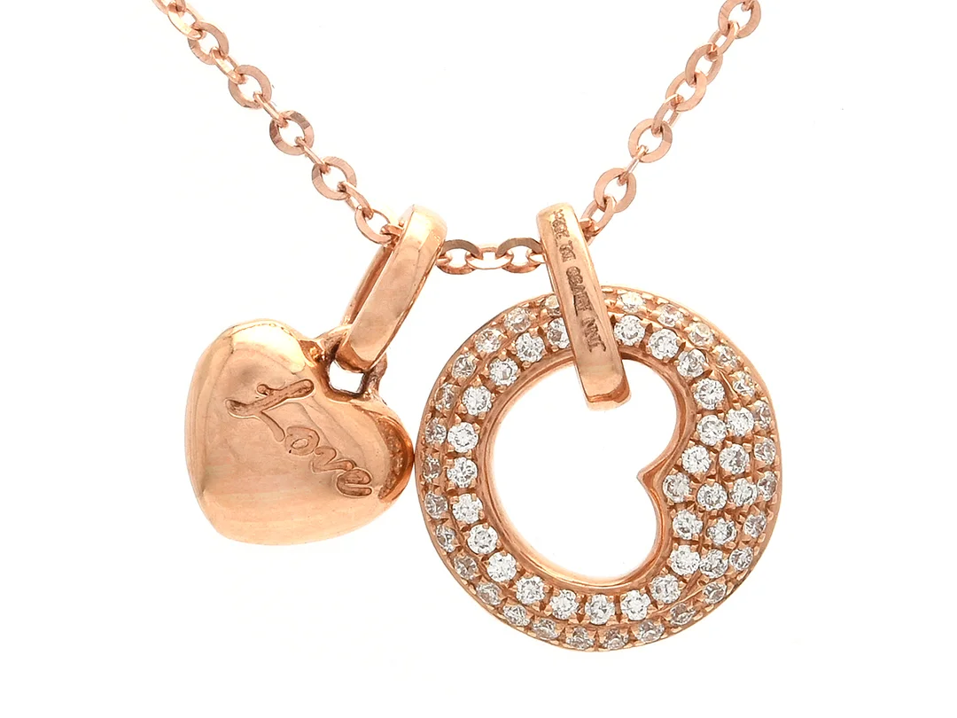 HÄNGE/KEDJA, 18K roséguld, ankarlänk, 59 briljantslipade diamanter ca 0,20 ctv, ca TW-TCr(G-I)/SI, längd 40 cm, vikt 3,7 g. — Smycken/Hänge med kedja — Kaplans