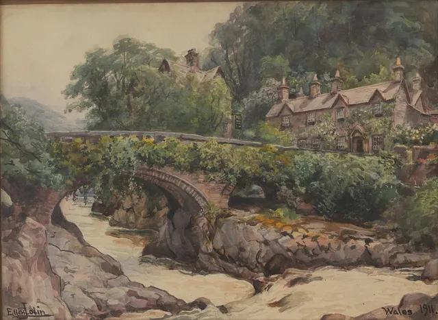 ELLEN JOLIN (1854-1939). Motiv från Wales, akvarell, signerad och daterad 1911.