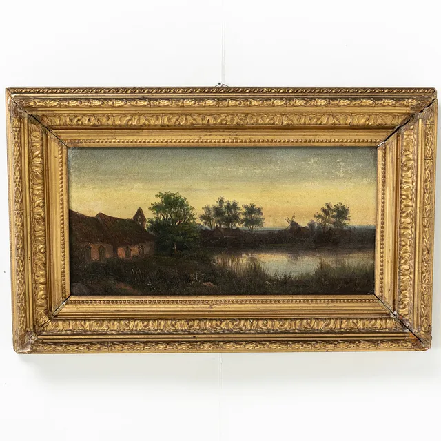 OKÄND KONSTNÄR, Olja på duk, landskapsmotiv, monogramsignerad J.W. 1800-tal.