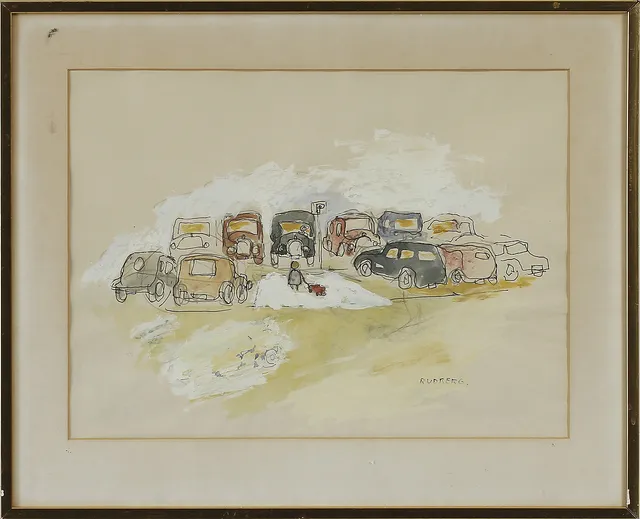 GUSTAV RUDBERG. Blandteknik, signerad.