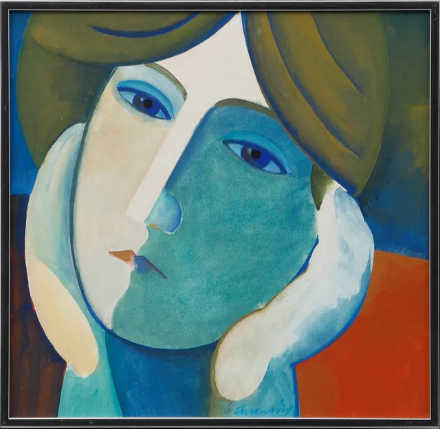 ÅKE ARENHILL. "Ett minne", gouache, signerad.