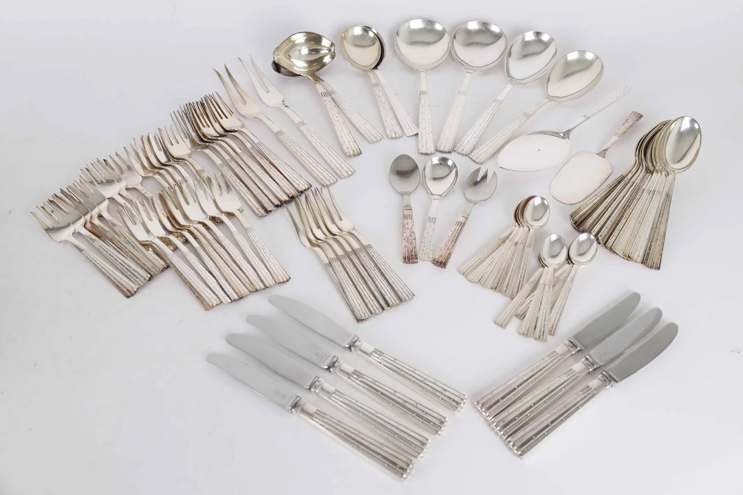 Jens Harald Quistgaard for O.V. Mogensen: Parts for 'Champagne' silver cutlery (82) — Silver, bronze, copper and pewter/Silver flatware — Lauritz