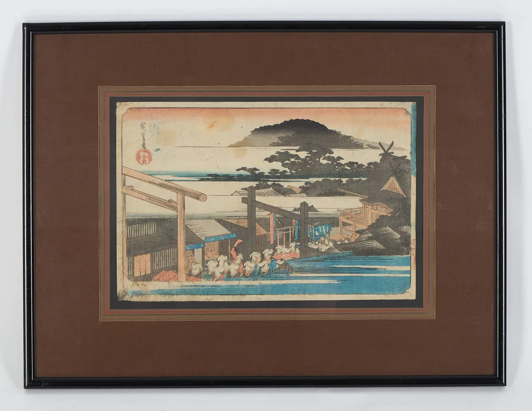 UTAGAWA HIROSHIGE (1797-1858). TRÄSNITT, 2 st, ur serien hundra berömda vyer från Edo. — Engravings & Prints — Stockholms Auktionsverk Helsinki