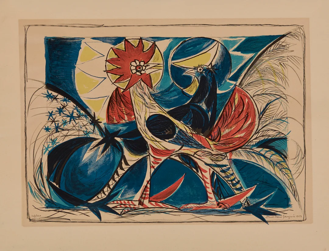 Gauguin, Paul René — Høne og hane, 1953 — Kunst/Grafikk — Blomqvist