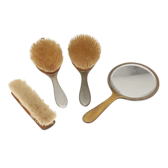 AN ENAMEL PART DRESSING TABLE SET.