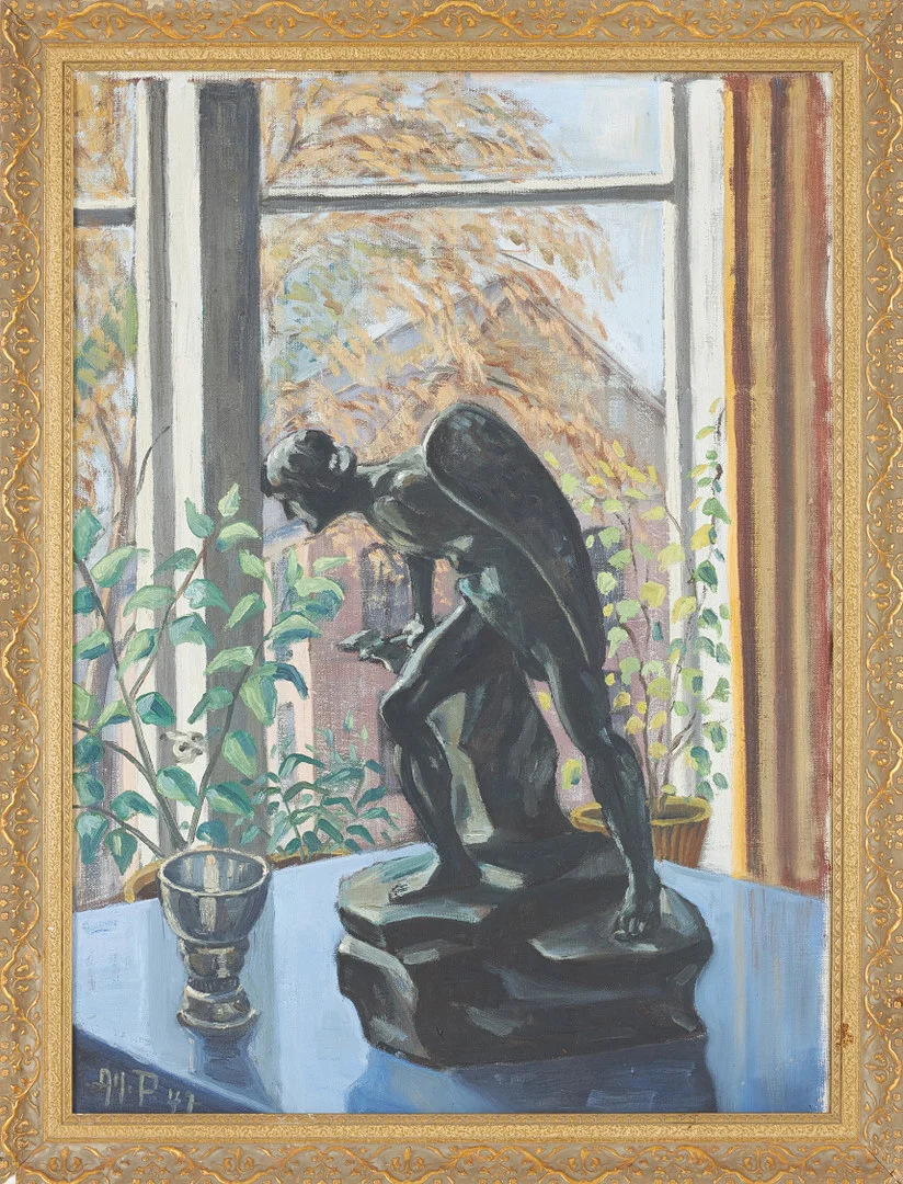 OIDENTIFIERAD KONSTNÄR. olja på duk, stilleben, signerad samt daterad -47. — Paintings — Stockholms Auktionsverk Sickla