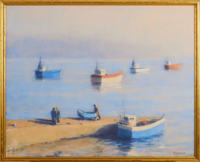 TORSTEN ERASMIE (1940-2018). "Hamnen, Beg-Meil Bretagne", olja på duk, signerad Erasmie, daterad 2005 a tergo.
