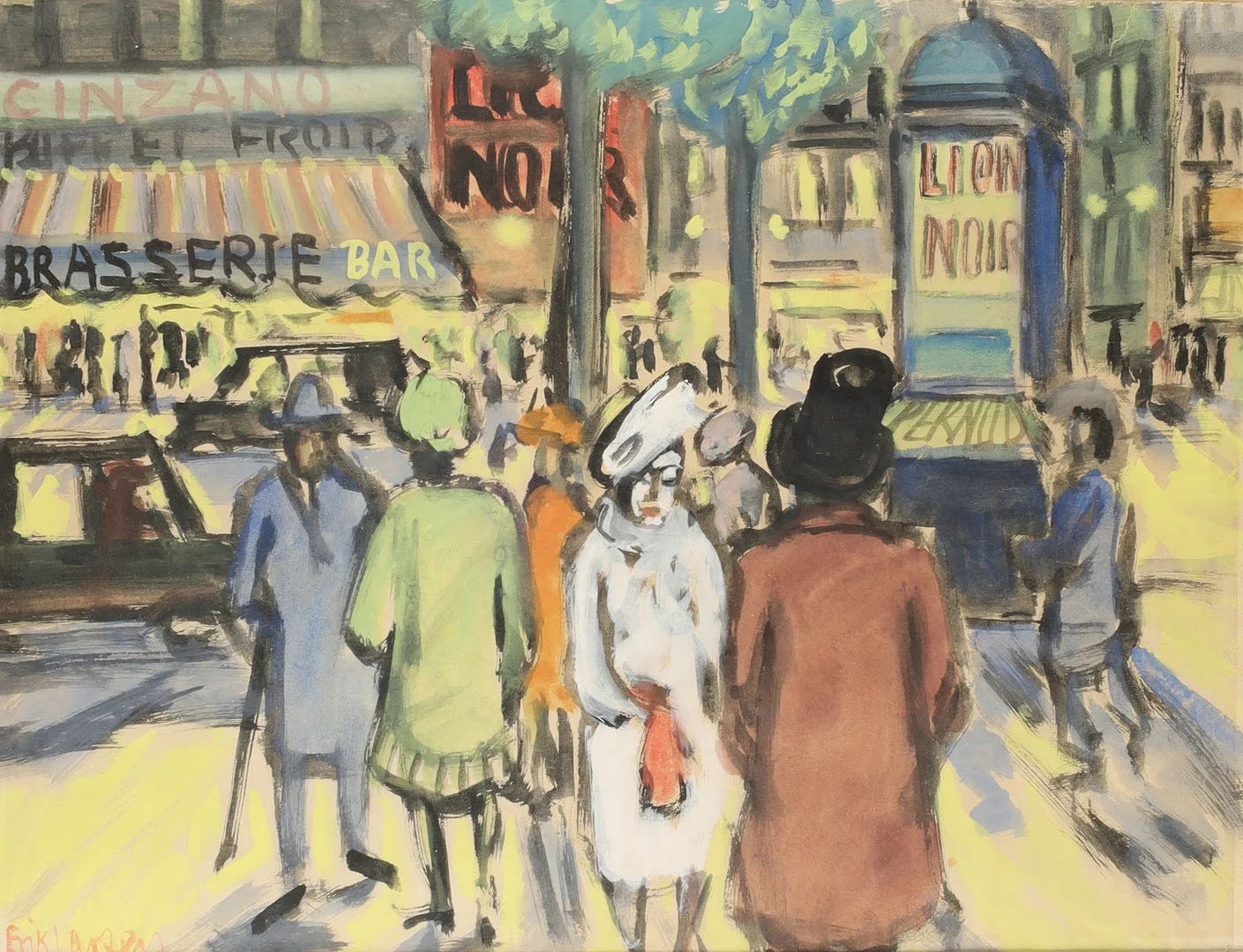 ERIK LARSEN (1902-1975). Motiv fra Paris, akvarel, signeret, 1950-60'erne. — Paintings — Palsgaard Kunstauktioner